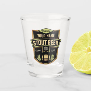 Verre A Shot Barre Étiquette de brassage de bière foncée Stout