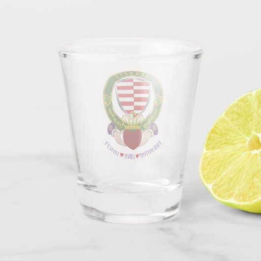 Verre A Shot Barrett Irish Shield & Claddagh (Dos)