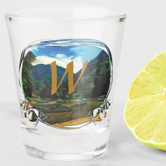 Verre A Shot Bateaux de pêche de la rivière Mismaloya 0344