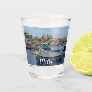 Verre A Shot Bateaux de pêche traditionnels colorés à Malte