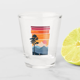 Verre A Shot Beauté de la nature de montagne au coucher du sole