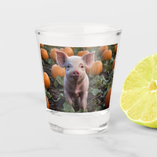 Verre A Shot Bébé Cochon Dans Le Patch Citrouille,