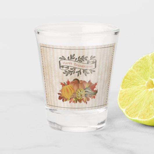 Verre A Shot Beige Thanksgiving Citrouilles et Squash (Devant)
