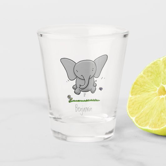 Verre A Shot Belle adorable dessin d'éléphant bébé (Devant)