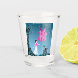 Verre A Shot Belle ballerine et chat à l'arbre de minuit