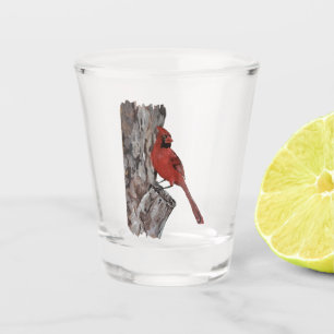 Verre A Shot Belle peinture rouge réaliste d'un art cardinal