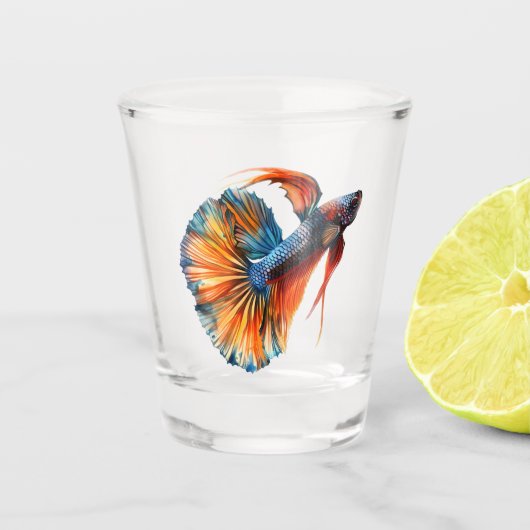 Verre A Shot Beta Siamese combat Cute Fish Funny (Devant)