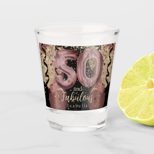 Verre A Shot Black and Rose Gold Parties scintillant 50e annive (Devant)