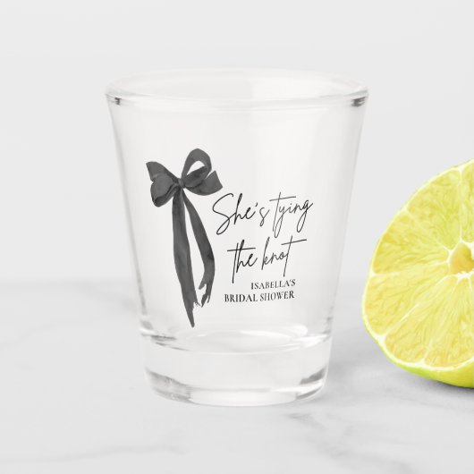 Verre A Shot Black Bow She's Tying the Knot Fête des mariées (Devant)