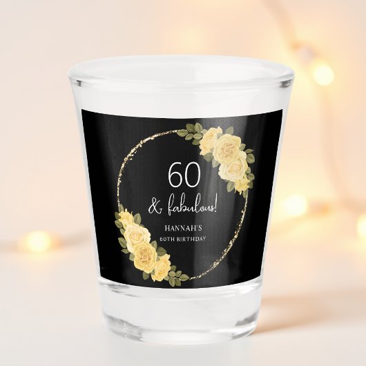 Verre A Shot Black | Floral or et jaune 60e anniversaire