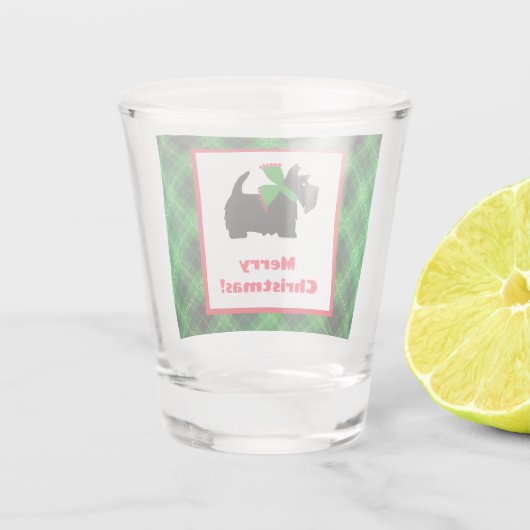 Verre A Shot Black Scotty Chien Tartan Plaid Noël (Dos)