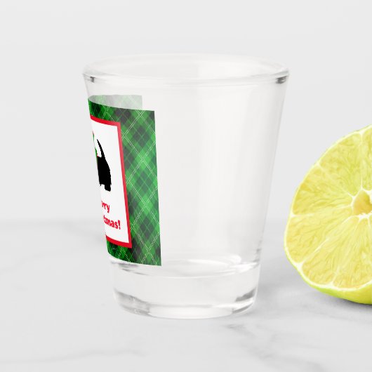 Verre A Shot Black Scotty Chien Tartan Plaid Noël (Droite)
