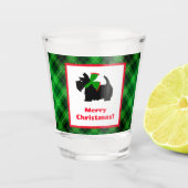 Verre A Shot Black Scotty Chien Tartan Plaid Noël (Devant)