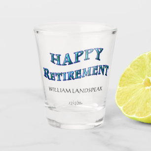Verre A Shot Bleu foncé coloré Vague de retraite heureuse Wor