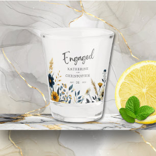 Verre A Shot Bleu Jaune Fleur sauvage de l'engagement personnal