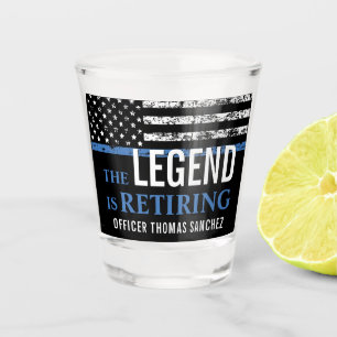 Verre A Shot Bleu Léger Drapeau Police Parti de retraite