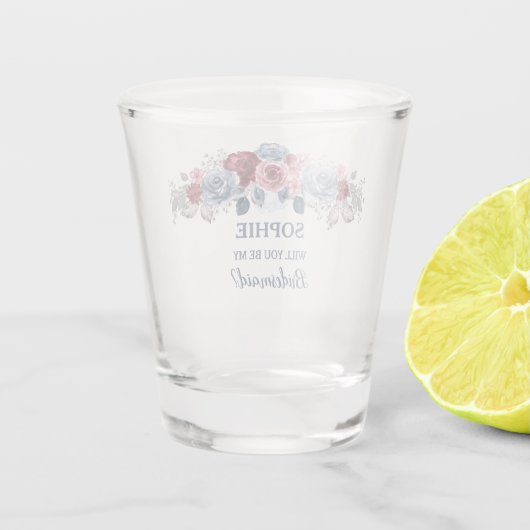 Verre A Shot Bleu poussiéreux et burgundy, veux-tu être ma demo (Dos)