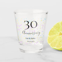 Bleu rose jaune pois 30e anniversaire nom