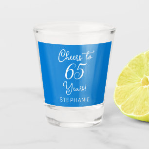 Verre A Shot Blue Cheers à 65 ans 65e anniversaire fête