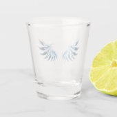 Verre A Shot Blue Glowing Angel Wings on black background (Dos)