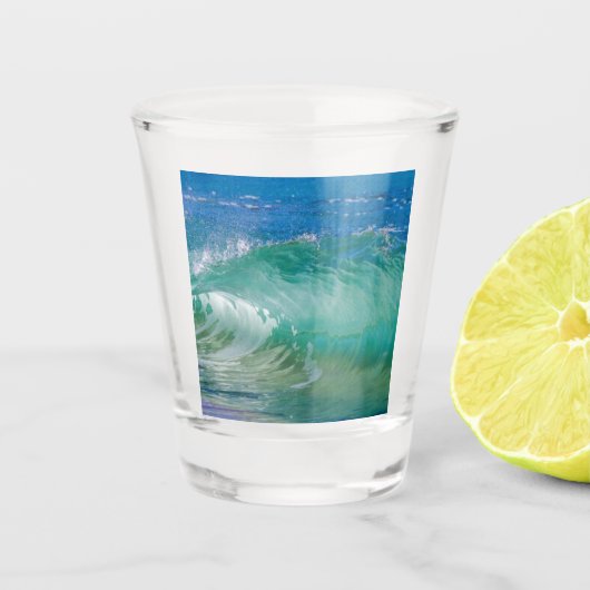Verre A Shot Blue Ocean Summer Beach Waves (Devant)