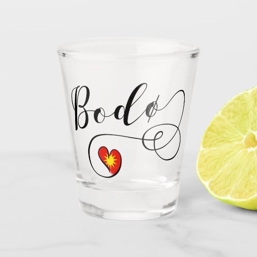 Verre A Shot Bodø Coeur du drapeau, Norvège, Bodö (Devant)