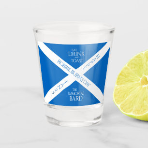 Verre A Shot Boire à manger et toast Robbie Burns Scottish Flag