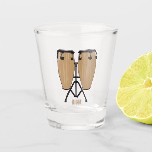 Verre A Shot Bongo, dessin animé de batterie (Devant)