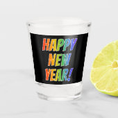 Verre A Shot "BONNE NOUVELLE ANNÉE !" Texte arc-en-ciel (Devant)