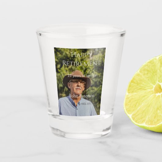 Verre A Shot Bonne retraite photo nom année de service (Devant)