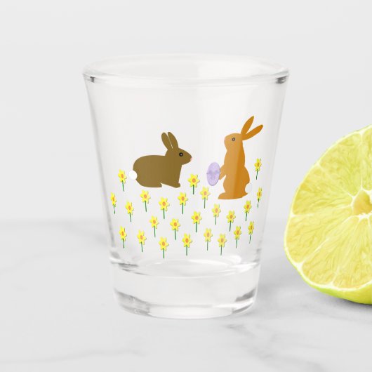 Verre A Shot Bonnets de Pâques et jonquilles (Devant)