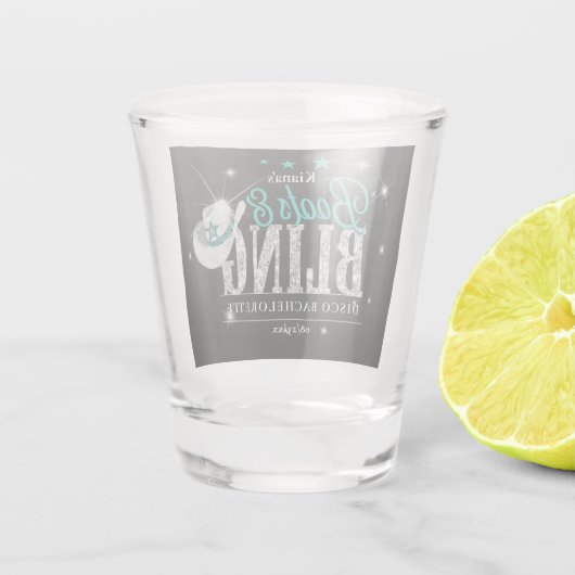 Verre A Shot Boots 'n Bling Disco Bachelorette Sarcelle Noir ID (Dos)