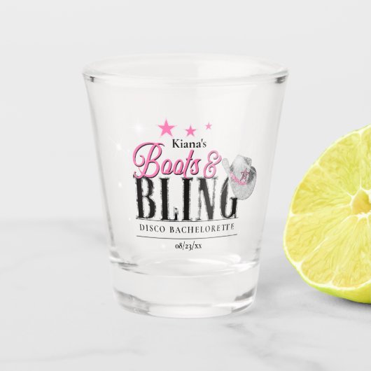 Verre A Shot Boots 'n Bling Disco Enterrement de Vie de Jeune F (Devant)