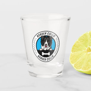 Verre A Shot Bordure Collie Peeking Illustration Badge
