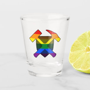 Verre A Shot Bouclier de marteau de roche du géologue - Drapeau