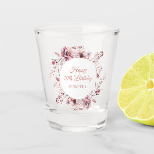Verre A Shot Bougogne personnalisée Dusty rose floral 30e anniv