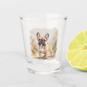 Verre A Shot Bouledogue français couleur fauve marron Chien mig