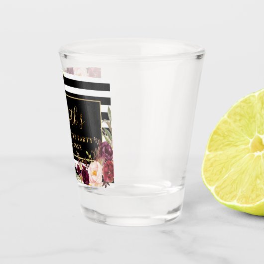 Verre A Shot Bourgogne Floral Bachelorette Party Gold (Droite)