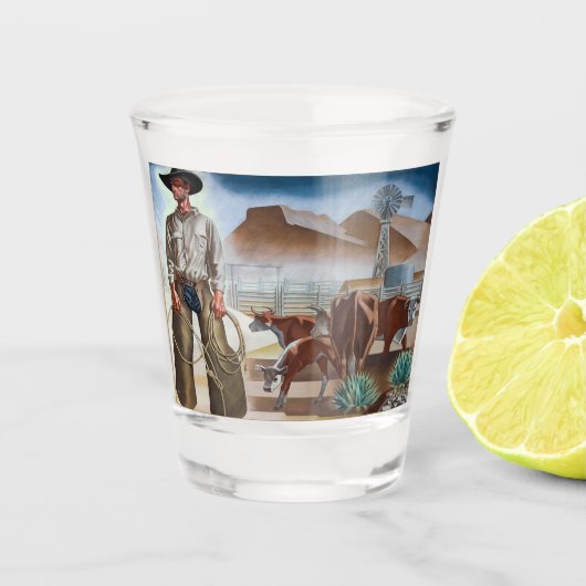Verre A Shot Bovins de cowboy Roping (Devant)