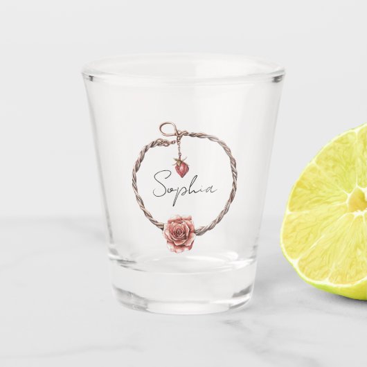 Verre A Shot Bracelet charme rose rouge (Devant)