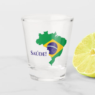 Verre A Shot Brésil Carte du Drapeau Brésilien Saúde Salers