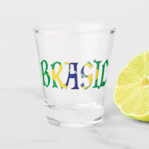 Verre A Shot Brésil en couleurs du drapeau