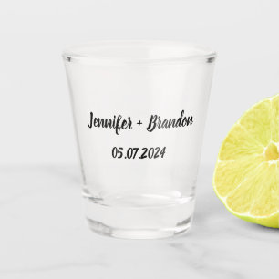 Verre A Shot Bride Groom Black Elegant Nom personnalisé Mariage