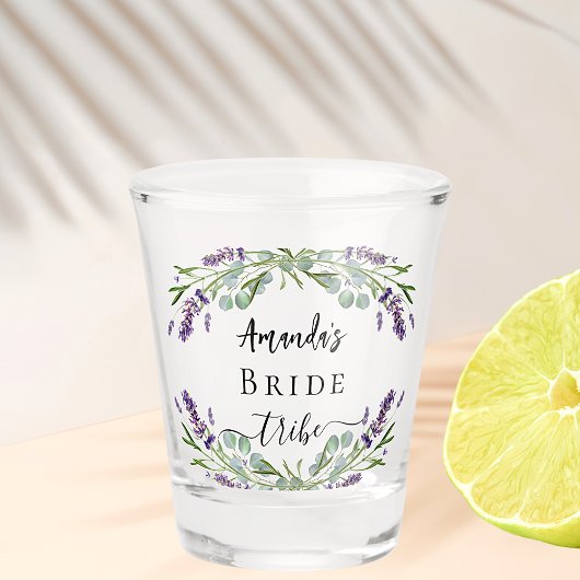 Verre A Shot Bride tribe lavande eucalyptus mariage de verdure