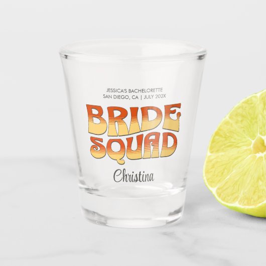 Verre A Shot Bridesmaid de l'équipe de mariée de la Bachelorett (Devant)