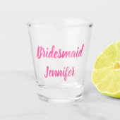 Verre A Shot Bridesmaid Pink Nom personnalisé Cadeaux Mariage (Devant)