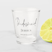 Verre A Shot Bridesmaid - Script Nom du Mariage Date (Devant)