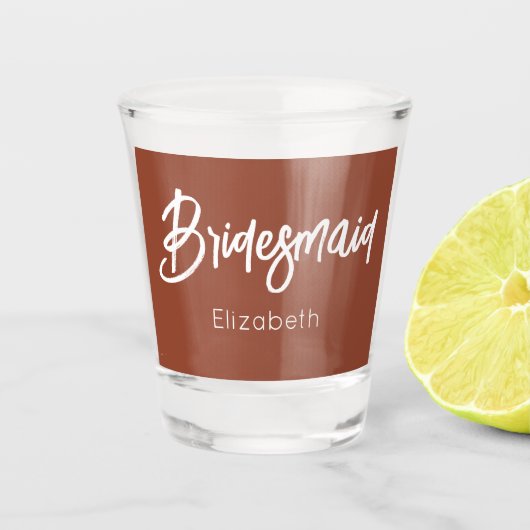 Verre A Shot Bridesmaid Terracotta Brown Mariage blanc (Devant)