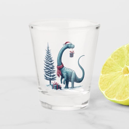 Verre A Shot Brontosaurus dinosaure de Noël (Devant)