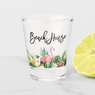 Verre A Shot Brosse moderne Script Tropical Floral Beach House